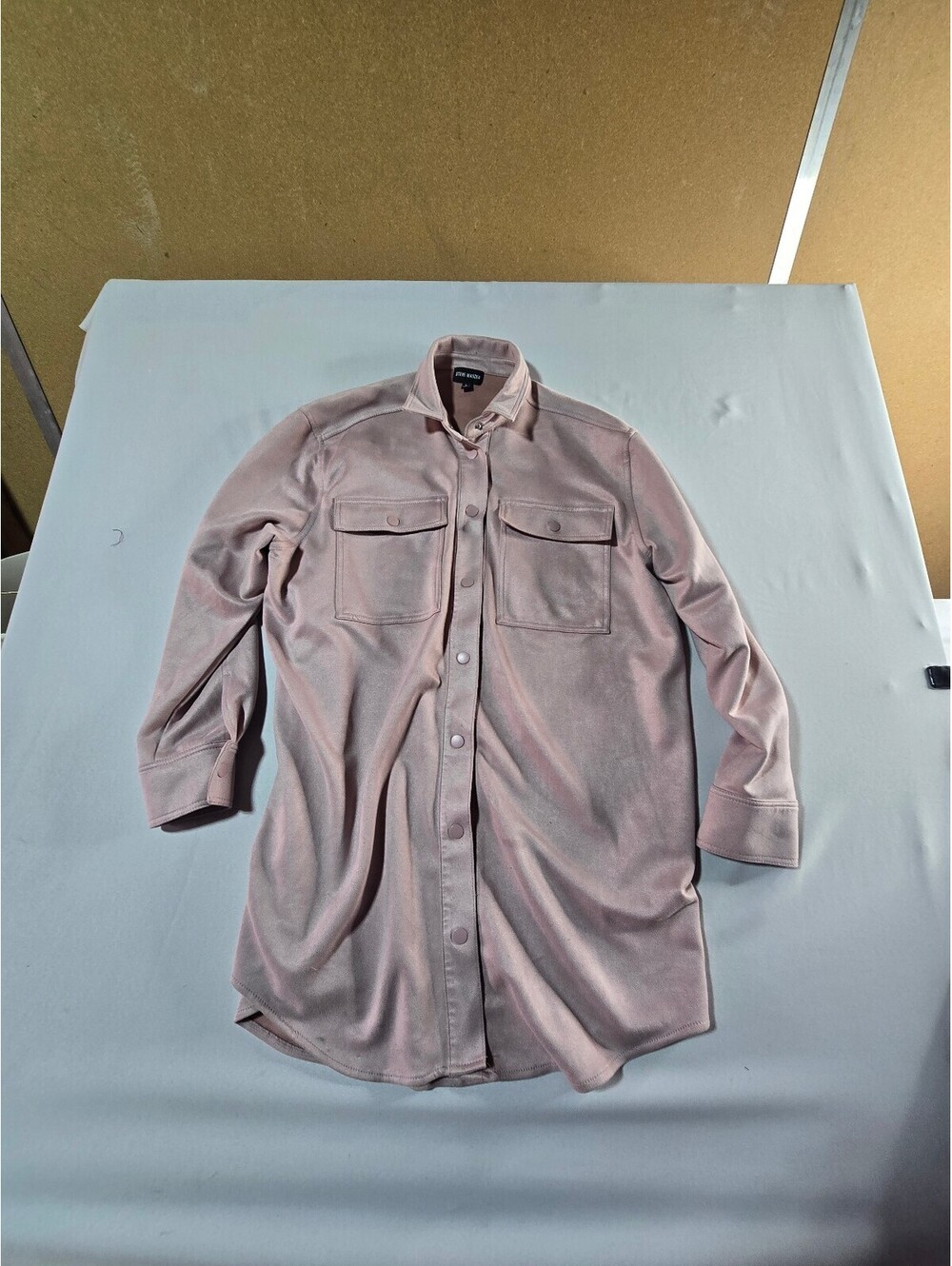 Steve Madden Pink Corduroy Button-Up Shacket Jacket L